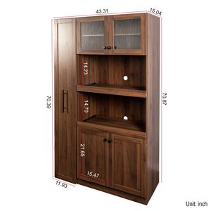 Armadio Dispensa Multifunzionale a 4 Ante Stile Fattoria con Ripiano Estraibile per Uso in Cucina - Product Image 5