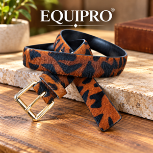 Cinturón de Cuero Genuino Equipro, Color Marrón con Estampado Animal, Estilo Bohemio Casual, Reversible, 3.5cm de Ancho, con Hebilla de Aleación - Product Image 3