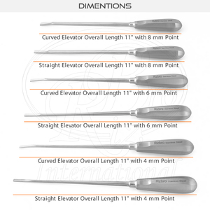 Juego de 6 Elevadores Dentales Extra Largos Tipo Diente de Lobo de Acero Inoxidable con Estuche con Cremallera, Herramienta Veterinaria Equina - Product Image 4