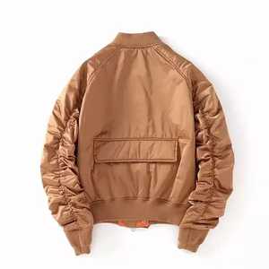 Chaqueta Bomber para Hombre, Color Sólido, Nailon, Resistente al Viento, Cierre de Cremallera, Estilo Casual para Otoño, Corte Regular, Cuello Camisero, Forro de Poliéster - Product Image 2