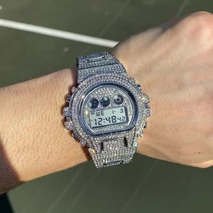 BALAJI JEWELS Luxury Square Dial Alloy <b>Case</b> ETA Quartz Movement Stainless Steel Moissanite Band Analog-Digital Display <b>Watch</b> - Product Image 5