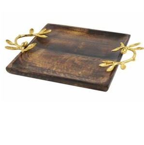 Plateau de service exclusif en métal noir finition intérieure pour la décoration de table et la présentation des plats lors de mariages et dîners à domicile - Product Image 5