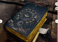 Carnet Grimoire Troisième Œil en Cuir Pleine Fleur, Style Antique, avec Papiers à Bords Frangés et Fermeture C-Lock, Format A5, Idéal comme Cadeau