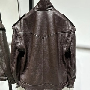 Veste en cuir pour femme à manches courtes, imperméable et coupe-vent, en polyester véritable, pour l'hiver - Product Image 5