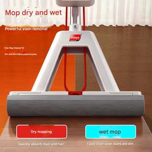 ممسحة أرضية ذاتية العصر للمنزل والمكتب والمطبخ، منظف للأرضيات الخشبية والبلاط، أدوات تنظيف فائقة الامتصاص مع رأس إسفنجي قابل للعصر - Product Image 4