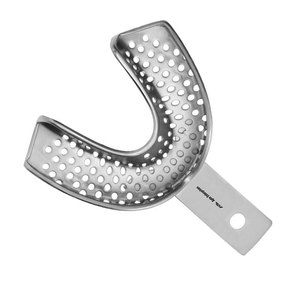 Porte-empreinte dentaire avec bordure L3 perforée, taille M, en acier inoxydable, réutilisable, autoclavable, orthodontique, prothodontique - Product Image 6