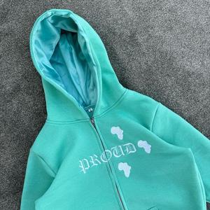 Conjunto Deportivo con Capucha para Niñas, Color Verde Menta, con Estampado, Transpirable, de Poliéster, Informal, para Verano, Manga Corta, Cierre Frontal con Cremallera - Product Image 3