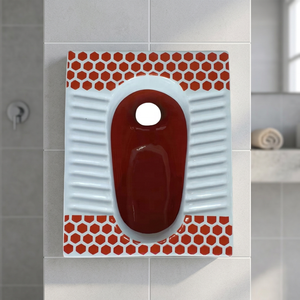 Inodoro de Cerámica Moderno de Diseño Bicolor Rojo y Blanco, Tipo Orissa, Directo de Fábrica Vistaar, Venta al Por Mayor - Product Image 4