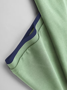 <b>Men's</b> Light <b>Green</b> Cotton <b>Polo</b> <b>Shirt</b> Short Sleeve Solid Color Breathable Knitted Casual With Logo Front Design - Product Image 5