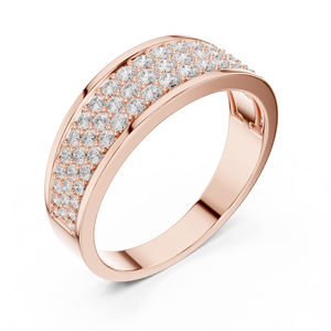 Bague pour homme en or rose 18 carats avec diamant de laboratoire Monarch Ice, style Prestige Brilliance, Urban Crown Pave, Noble Band - Product Image 3