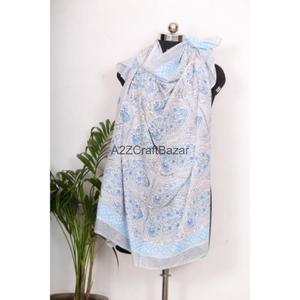 Floral Cotton Hand Block Printed Sarong Pareo Bikini Cover Up Beach <b>Wrap</b> Scarf Lightweight Women Resort Wear - Product Image 6