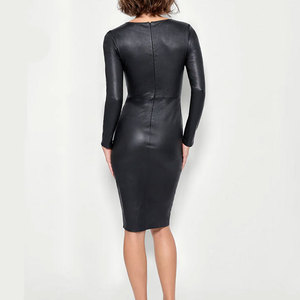 Vestido de cuero genuino vintage de alta calidad para mujer, tendencia de invierno, en venta al por mayor. - Product Image 2