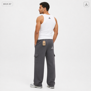 Custom Made Casual Streetwear Vintage Washing 100% Cotton Canvas Eco-Friendly Heavyweight Oversized Side Cargo Pockets Men's - Product Image 3