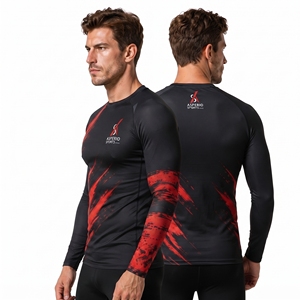 New Style OEM Design <b>Compression</b> MMA Custom Sublimated <b>Men</b> Long Sleeve Rash Guards Quick Dry Spandex/Polyester Custom Service - Product Image 4
