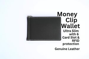 WRIZA Men's Genuine Leather Slim <b>Wallet</b> <b>RFID</b> <b>Blocking</b> | 6 Card Slots Metal Money Clip | Fashion Minimalist Front Pocket <b>Wallet</b> - Product Image 4