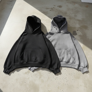 เสื้อฮู้ดดี้ผู้ชายแบบสั่งทำ OEM ประดับเพชรเทียม ผ้าฝ้าย 100% สตรีทแวร์ ผ้าถักเนื้อนุ่ม ทรงปกติ สไตล์วินเทจ สำหรับฤดูใบไม้ร่วง น้ำหนัก 400gsm ซักแบบ Acid Wash แห้งเร็ว - Product Image 2