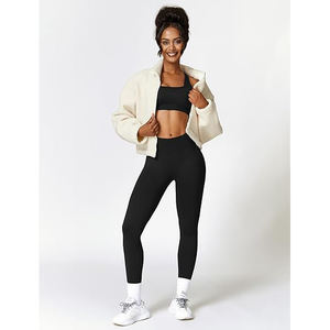 Ensemble de yoga dos croisé pour femme : soutien ergonomique, brassière de sport et leggings taille haute à découpe automatisée - Product Image 5