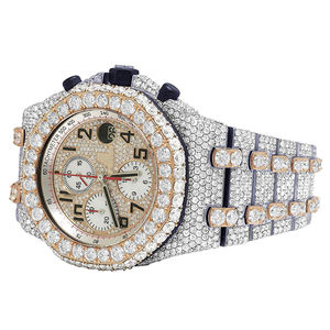 Montre à quartz pour homme en acier inoxydable, style Hip Hop, entièrement pavée de Moissanite VVS, bracelet 20mm, cadran en verre - Product Image 3