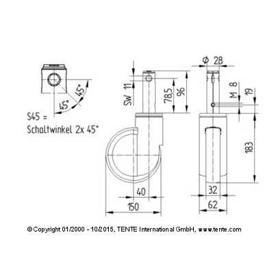 7046XSX150R26-28S45 Hospital Bed Roll Furniture Casters for Beds and Furniture Motion