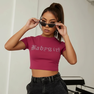 Women <b>Crop</b> <b>Top</b> T-Shirt Casual 100% Cotton Breathable Fabric Lightweight Perfect For Daily Wear Premium - Product Image 2