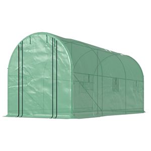 Invernadero Hoop House de 14.6FT X6.5FT X6.6FT con acceso interior, 2 varillas de soporte, puerta de malla enrollable con cremallera, material de vidrio y polietileno - Product Image 1