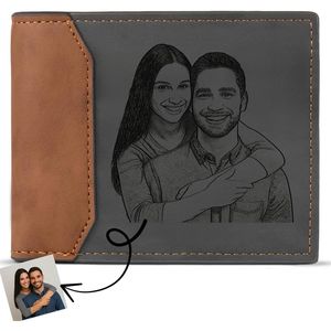 Carteras de Cuero con Foto Grabada Personalizada para Hombre, Regalos Personalizados para Él, Hijo, Papá - Cartera Triple - Product Image 1
