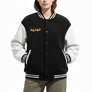 Chaqueta Letterman OEM para Mujer, Cuerpo de Lana Melton Suave, Mangas de Cuero de Primera Calidad, Estilo Universitario Americano, Chaqueta Varsity al por Mayor para Mujer - Product Image 1