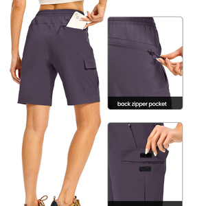 <b>Women's</b> Knee Length <b>Cargo</b> <b>Shorts</b> Solid Color Drawstring Waist Quick Dry Sporty Style with Multi Pockets Regular Fit - Product Image 6