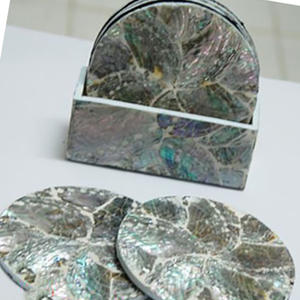 Sous-verre décoratif en verre, motif mosaïque coquillage, taille 100mm - Product Image 3