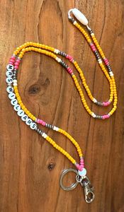 Decorative Embroidered Beaded <b>Lanyard</b> Handmade <b>Key</b> Holder with Colorful Glass Beads - Product Image 5