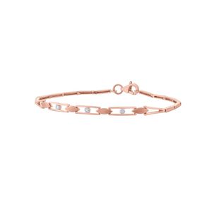 Rose Gold Lab Grown Diamond Minimal Station Link Bracelet - Product Image 2