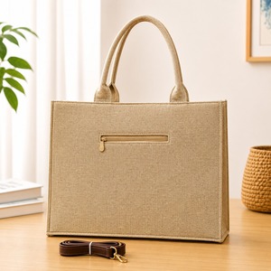 Sac fourre-tout en velours côtelé kaki avec fermeture éclair, sac à bandoulière, grande capacité, pour le shopping quotidien et les voyages - Product Image 1