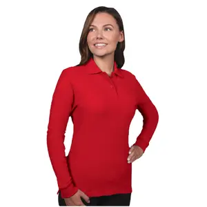 Best Selling Factory Outlet Premium Quality Plain Color Casual Polo Factory Manufacturer Cheap Price Women's Long Sleeve T Shirt