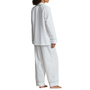 Pijamas de Algodón 100% Sueltos para Mujer, Conjunto de 2 Piezas con Camisa y Pantalones Lisos con Encaje, Ropa de Dormir para Verano, Venta al por Mayor, Moda Otoño 2026 - Product Image 4