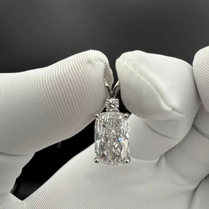 Pendentif solitaire en or avec diamant de laboratoire taille coussin 3 carats, certifié IGI, qualité VVS, bijou de mariée, cadeau d'anniversaire pour elle - Product Image 2