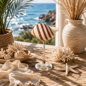 Verres à vin et à eau en verre avec coquillages marins naturels, prix de gros abordable - Product Image 6