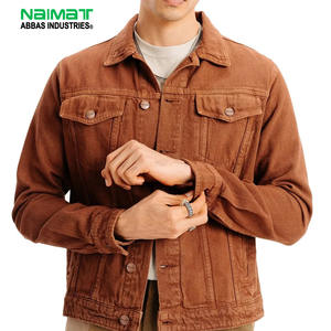 Veste en jean marron pour homme, style décontracté, en coton, coupe ajustée, pour l'automne, couleur unie classique, pour la mode masculine - Product Image 2