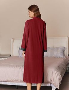 Women's Solid Summer Zipper <b>Robe</b> Long Sleeve Velour Bathrobe Soft House <b>Coat</b> with Pockets - Product Image 2