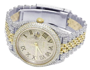 Hecho a mano VVS Moissanite Diamond Two Tone Roman Dial Mecánico Automático Hip Hop Muñeca Iced Out Lujo Tachonado Moda Para Hombres - Product Image 4