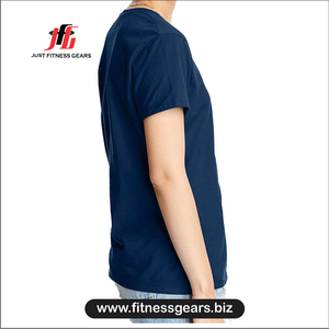 Camiseta Unisex Azul Marino de Cuello Redondo y Manga Corta, Color Sólido, Transpirable, de Algodón Jersey, para Uso Casual, Primavera Verano - Product Image 3