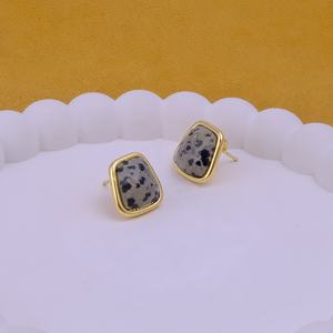 ต่างหู dalmatian Jasper ทำด้วยมือต่างหูทองเหลืองป้องกันการเสื่อมเสียอัญมณีตัดอัญมณีแฟนซีชุดปาร์ตี้ขายส่งหู - Product Image 5