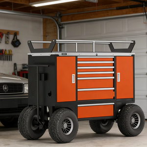 भारी शुल्क आउटडोर मोबाइल उपकरण कार्ट स्टील रखरखाव लॉकेबल दराज और न्यूमेटिक पहियों के साथ - Product Image 3