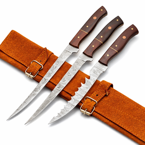 Juego de 3 cuchillos para filetear, hechos a mano, de acero de Damasco, cuchillo de pesca, el mejor regalo para amantes de la pesca, cuchillo personalizado, regalo de aniversario. - Product Image 1