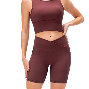 OEM Custom Logo Breathable Women Yoga Shorts High Waisted Elastic Waist Spandex/Nylon Seamless <b>Push</b> up - Product Image 1