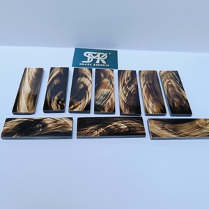 Manche de couteau artisanal en corne de buffle naturelle, rayures dorées, Gawa doré, épaisseur 6 mm, durable, poli de qualité supérieure, paire - Product Image 1