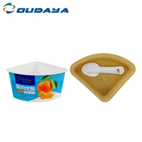 150ml 150g personalizado PP plástico triángulo helado yogur olla tazas con tapa de cuchara
