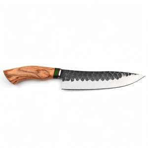 Cuchillo de Chef de Acero al Carbono Forjado a Mano con Mango de Madera de Olivo, Herramienta de Cocina - Product Image 1