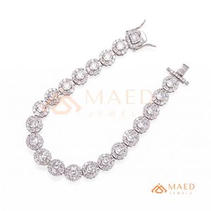 Pulsera de Cadena de Eslabones de Moissanita Chapada en Oro y Plata, Joyería de Lujo, Regalo para Aniversario de Bodas, Uso Diario Elegante - Product Image 6