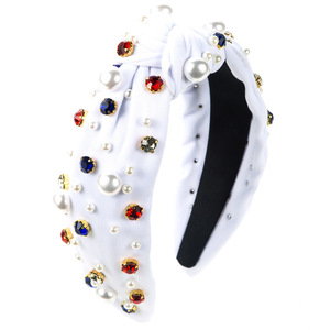 Nueva Diadema de Moda con Perlas y Nudos de Diamantes de Imitación, Accesorios para el Cabello de Tela Encantadores para Mujer - Product Image 4