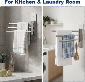 Wall Mounted Stainless <b>Steel</b> Swivel Towel <b>Rack</b> 3 Arm Rotating Towel Holder for Bathroom Kitchen Hand Towels Hotel Accessories - Product Image 5